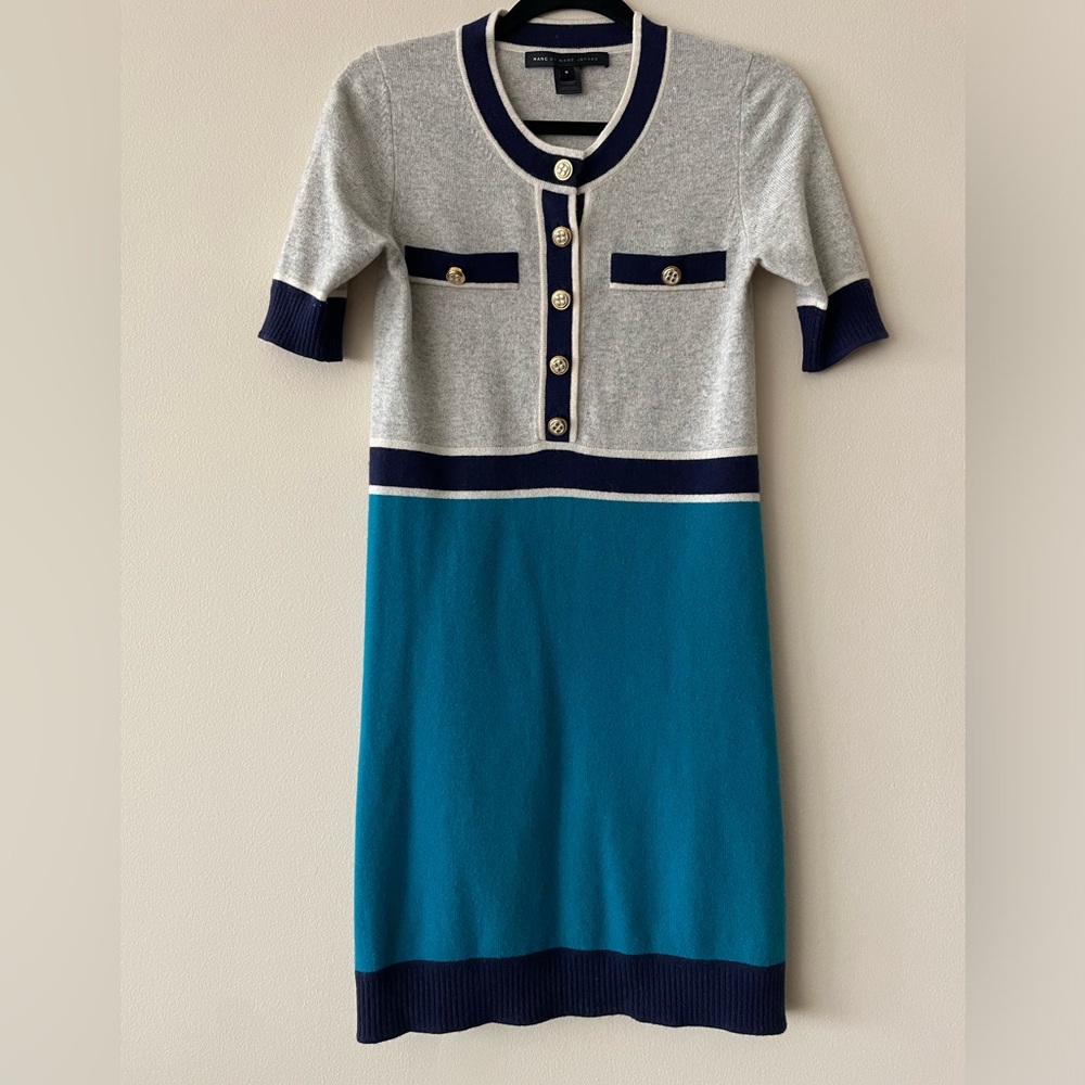 Marc by Marc Jacobs Gray and Turquoise Cashmere Dress
